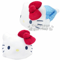 小禮堂 Hello Kitty 造型絨毛暖手抱枕靠墊《藍白.趴姿》靠枕.絨毛玩偶