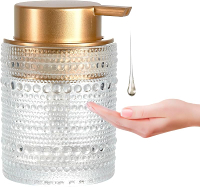 12 Oz Glass Foaming Soap Dispenser with Gold Pump Clear Refillable Liquid Hand Soap Bottles for Bath