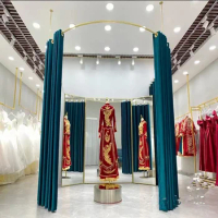 Wedding dress shop fitting ring display rack dressing room hanging rod custom clothing shop u-shaped curtain curtain hanging