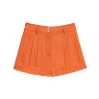 【iROO】橘色棉麻短褲