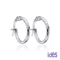 【ides 愛蒂思】母親節送禮 輕珠寶義大利進口14K白金C圈耳環（KE0569）