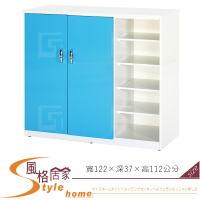 《風格居家Style》(塑鋼材質4尺開門右開放鞋櫃-藍/白色 089-10-LX