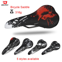 BOLANY Bicycle Saddle Thicken Sponge Cushion PU Leather Surface Breathable Shockproof MTB Bike Seat Cycling Accessories