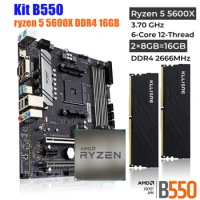 ONDA B550 Motherboard Kit With Ryzen 5 5600X R5 CPU Processor DDR4 16GB(2*8GB) 2666MHz Memory AM4 B550M Set