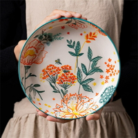 2022甌龍日式陶瓷釉下彩繪創意家用盤子飯盤菜盤網紅盤子