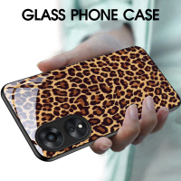 Ốp Điện Thoại, Cho OPPO A78 A58X A2X A1X, Họa Tiết Da Báo, Kính Bóng, Ốp Lưng Chống Sốc, Quà Tặng