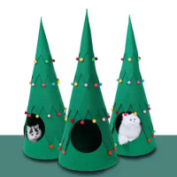 Pets Cat Tree For Christmas Christmas Tree Skirt Pet Cave Bed Washable Cat Hideaway For Indoor Cats Cozy Pet Cat House Pet house