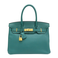 【二手名牌BRAND OFF】HERMES 愛馬仕 孔雀石綠 Togo牛皮 Birkin 30 柏金包 手提包 T刻 金扣