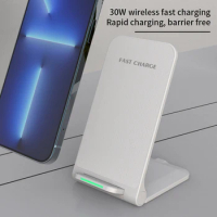 30W Fast Wireless Charger Stand Pad for iPhone 13 12 11 X Pro Max Samsung Galaxy S21 S20 S10 S9 S8 Xiaomi Wireless Charging