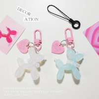 Pearl Decoration High End Cute Dog Color Couple Friend Bag Accessories Cartoon Jelly Balloon Dog Keychain Pendant Phone Lanyard