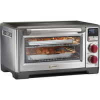 Digital Countertop Convection Toaster Oven with Temperature Probe, Stainless Steel and Red Knobs (WGCO150S)