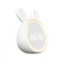 【時光兔】USB萌兔造型智能LED鬧鐘(小夜燈 手機控制 時鐘 鬧鈴 電子鐘 貪睡鐘 柔光燈)
