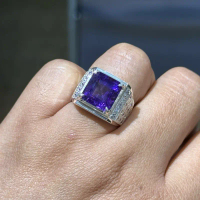 AMETHYST 6CT - BODY SILVER HANDMADE - SIZE 19