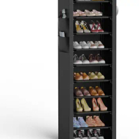 Narrow Shoe Rack with Covers 10 Tiers Tall Shoe Rack for Closet Entryway Sturdy Shoe Rack Organizer Storage Cabinet