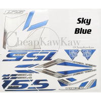 Y16 Y16ZR ( 7 ) CHROME OVERLAP 3D Computer Cut Special Edition Body Cover Stripe Sticker - Silver Go