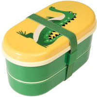 英國 Rex London 圓形三層午餐盒/便當盒/野餐盒(附2入餐具)_淘氣鱷魚_RL26642