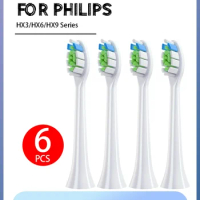 6PCS Brush Heads for Philips HX3/HX6/HX9 Series Electric Toothbrush Vacuum Sealed Packaged Replacement Toothbrushes Heads