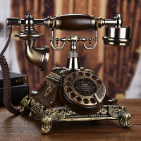 電話機 有線電話 室內電話 歐式復古電話機座機家用仿古電話機時尚創意老式轉盤電話無線插卡 全館免運