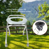 New Foldable Toilet Seat Stainless Steel Commode Chair Portable Heavy Duty For Elders Pregnant Woman Removable No-slip Feet
