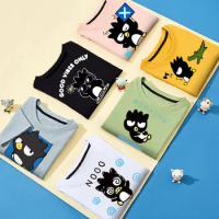 Anime Cartoon Sanrio Bad Badtz Maru Women's Short-Sleeved Summer Children's Cute Printed T-Shirt Fashion Trend Parent-Child Wear