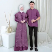 SetCouple Mayra Gamis Tille Brukat dan Koko | Setelan Couple Wanita Pria Kondangan Lebaran Mewah SET