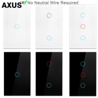 AXUS EU?USWall Touch Switch Crystal Tempered Glass Panel Light Switches 1/2/3 Gang 1 Way LED Indicator Sensor Electrical Button