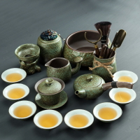 粗陶茶具套裝創意陶瓷茶盤簡約辦公茶壺茶杯蓋碗家用復古茶道泡茶