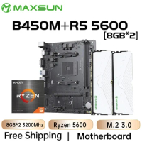 MAXSUN AMD Motherboard Kit B450M With Ryzen 5 5600 DDR4 16GB [8GB*2] 3200MHz Memory AM4 Mainboard M.2 NVME Computer components