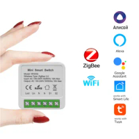 Mini 2.4G WiFi Zigbee 3.0 Smart Switch 16A Intelligent DIY Auto Module Breaker 2 Way Control Works With Alexa Google Home Alice