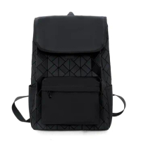 Pu Quilted Backpack Men 15.6 Inch Laptop Backpack Women Trend Student Bagpack