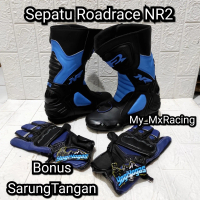 sepatu roadrace  bonus sarung- sepatu balap BIRU - sepatu touring keren - bots - bots drag or corner