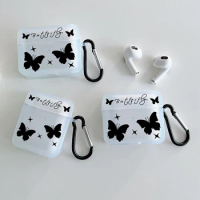 Dark Black Butterfly For Apple AirPods 1 2 Pro Bluetooth Headphone Cover 3rd Generation Silicone Soft Cover Protective Case