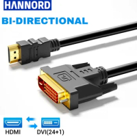 Hannord HDMI-compatibleI to DVI 24+1 Cable Bi-direct HD Computer Display Video Connection Cable for Xbox HDTV Laptop PC 1.5m