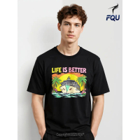 FQU Life Is Better On A Cruise Ship Kaos Liburan Pria, USA Print, Hadiah Lengan Pendek
