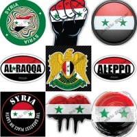 Syrian Coat of Arms Sticker Syria Flag Fist Damascus Aleppo Al-Raqqa City Oval Decal for Cars Laptop Truck Sticks To Any Surface