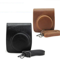 Retro PU Leather Shoulder Strap Camera Bag Case For FUJIFILM Instax Mini 90 Camera Carry Cover Pouch