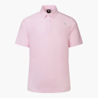 【DESCENTE】GOLF 迪桑特 T-SHIRT 男士 短袖 散熱 高爾夫球上衣(粉色)