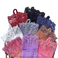 Sarung Tangan Handsock Manset Cincin Ring Renda Brukat Brokat Tile - Ungu Muda