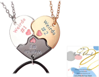 BFF Necklace for 3 Best Friend Pendant Necklace Heart Broken Stitching Necklace 3 Way Friendship Mat