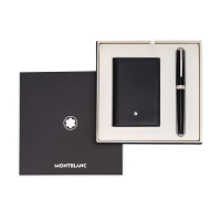 【MONTBLANC 萬寶龍】PIX 黑色鋼珠筆+大班經典名片夾禮盒組