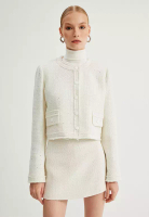 KOTON Glittery Round Neck Tweed Jacket