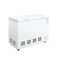 FRHF-1-4 Commercial Double Sliding Door Ice Cream Chest Deep Freezer with Refrigerator for Drinks Supermarket