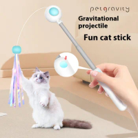 Gravitational Bounce Cat Stick Long Rod Retractable Bite Resistant Cat Toy Infrared Laser Pointer Feather Replacement Head