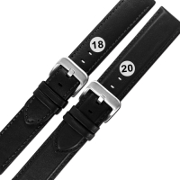 Watchband / 18.20 mm / 各品牌通用 義大利進口 微防水 真皮錶帶-黑色