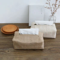 Napkin Paper Case Linen Tissue Box Napkin Papers Holder Simple Toilet Paper Box Tissue Case Fabric for Living Room Desktop