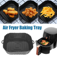 Oilless Pan Air Fryer Accessories Fried Chicken Pizza Mat 1PCS Silicone Tray Air Fryer Oven Baking Tray Baking Tool