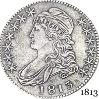 United States Of America Liberty Eagle 1813 50 Cents ½ Dollar Capped Bust Half Dollar Cupronickel Silver Plated Copy Coin