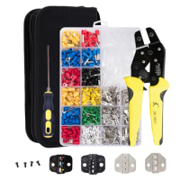 4 in 1 Multifunctional Ratchet Crimping Wire Terminal Crimper Pliers Tool Electrical Tool Set with Electricians 850PCS Terminals