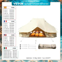 VEVOR 8-12 People Bell Tent Canvas Yurt Tents 19.7x13.1x9.8 ft Canvas Tent Beige For Camping Family Tent Activities Weddings