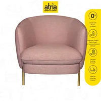 Atria Eleph Sofa Single 1 Seat Fabric 83x80x74Cm Metal Leg Golden Pink